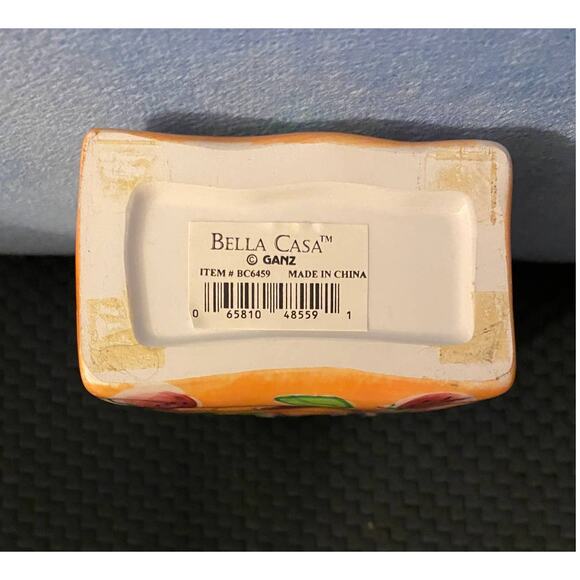 Vintage Hand Painted Bella Casa by Ganz Ceramic Bag with Handles Vase Pen Holder - Picture 7 of 8